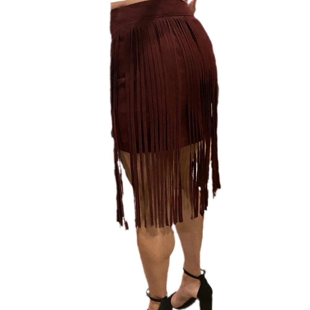 Nasty Gal suede fringe skirt